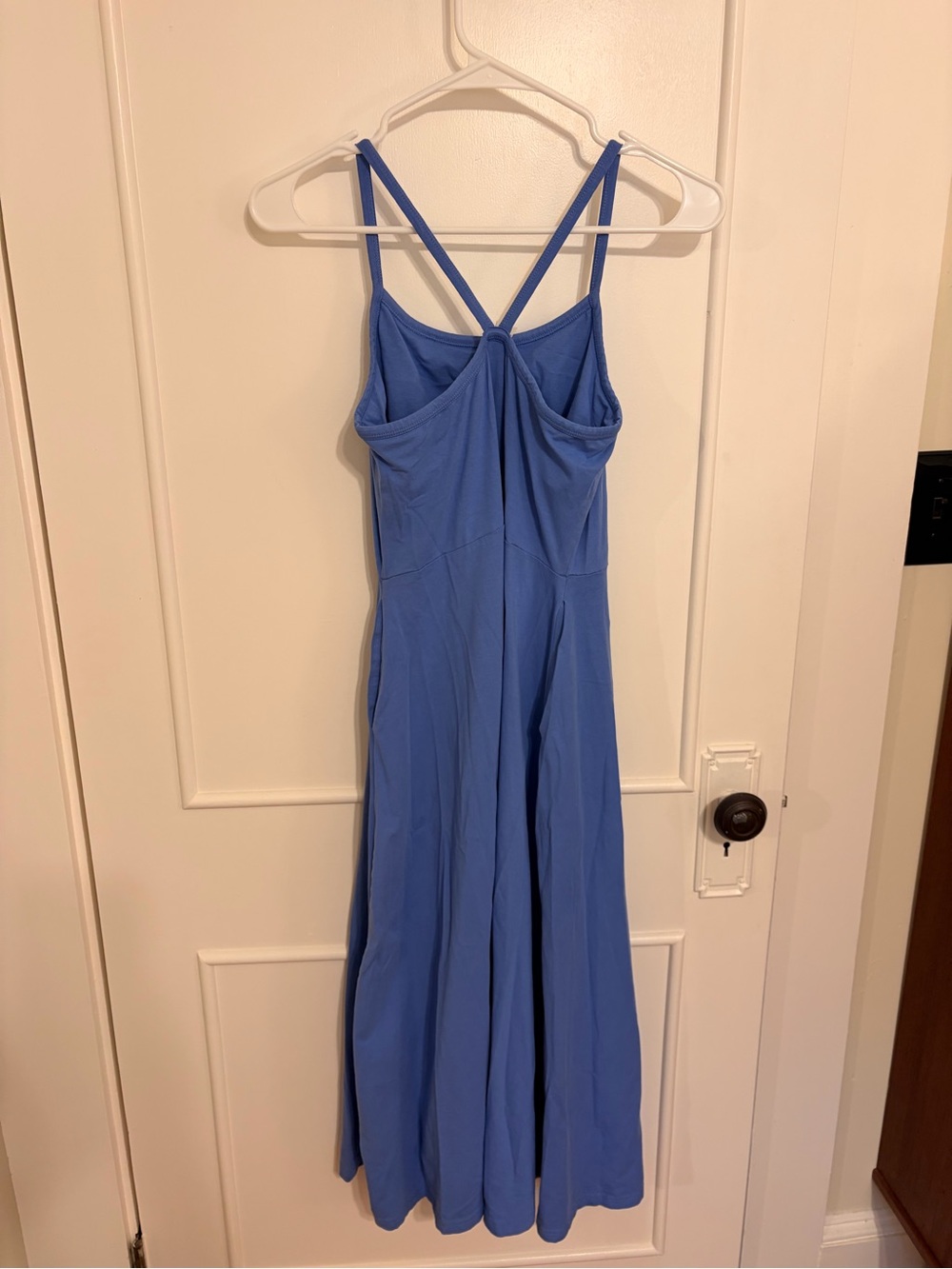 Blue Strappy Midi Dress with Cross Back - Picture 4 of 4